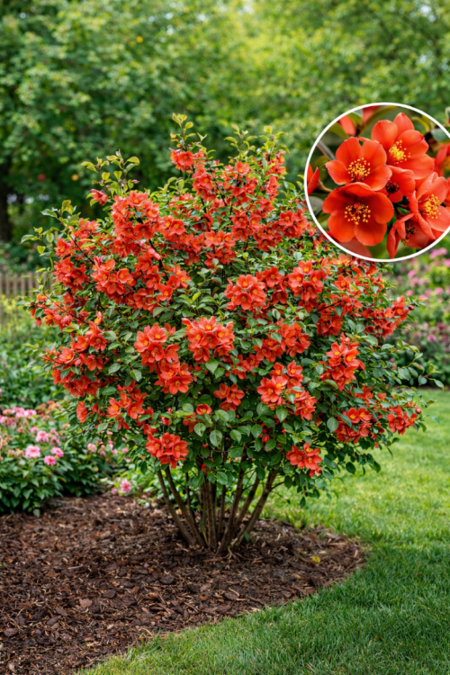 Vasada Japon Ayvası Fidanı Chaenomeles Japonica (Cydonia Japonica) Tüplü 50-70 cm