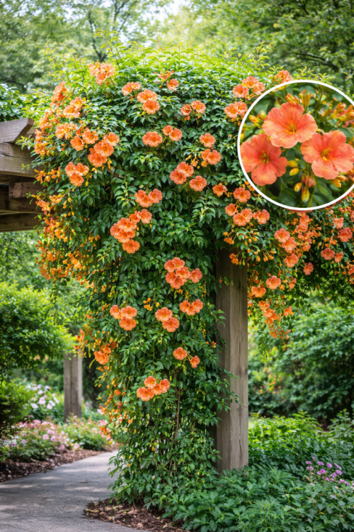 Vasada Acem Borusu Fidanı Bignonia Grandiflora (Campsis Grandiflora) Tüplü 50-70 cm