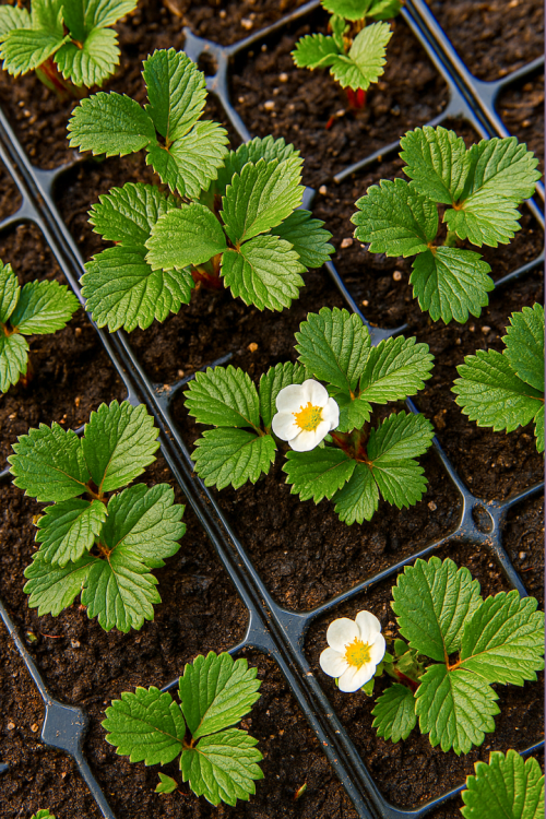 3 Adet Albion Çilek Fidesi Yediveren 6x5,5 cm Viyolde Dikime Hazır